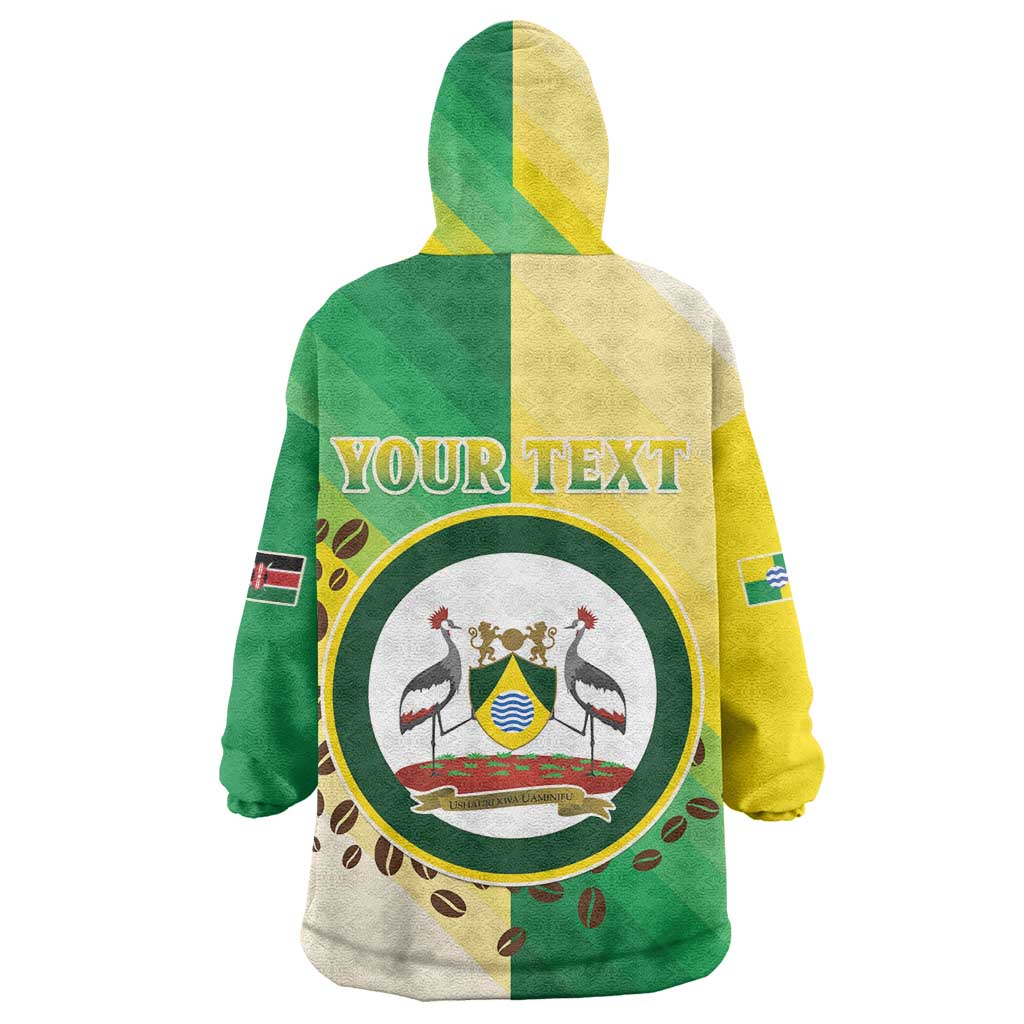Personalised Nairobi Kenya Wearable Blanket Hoodie Coat Of Arms With Coffee