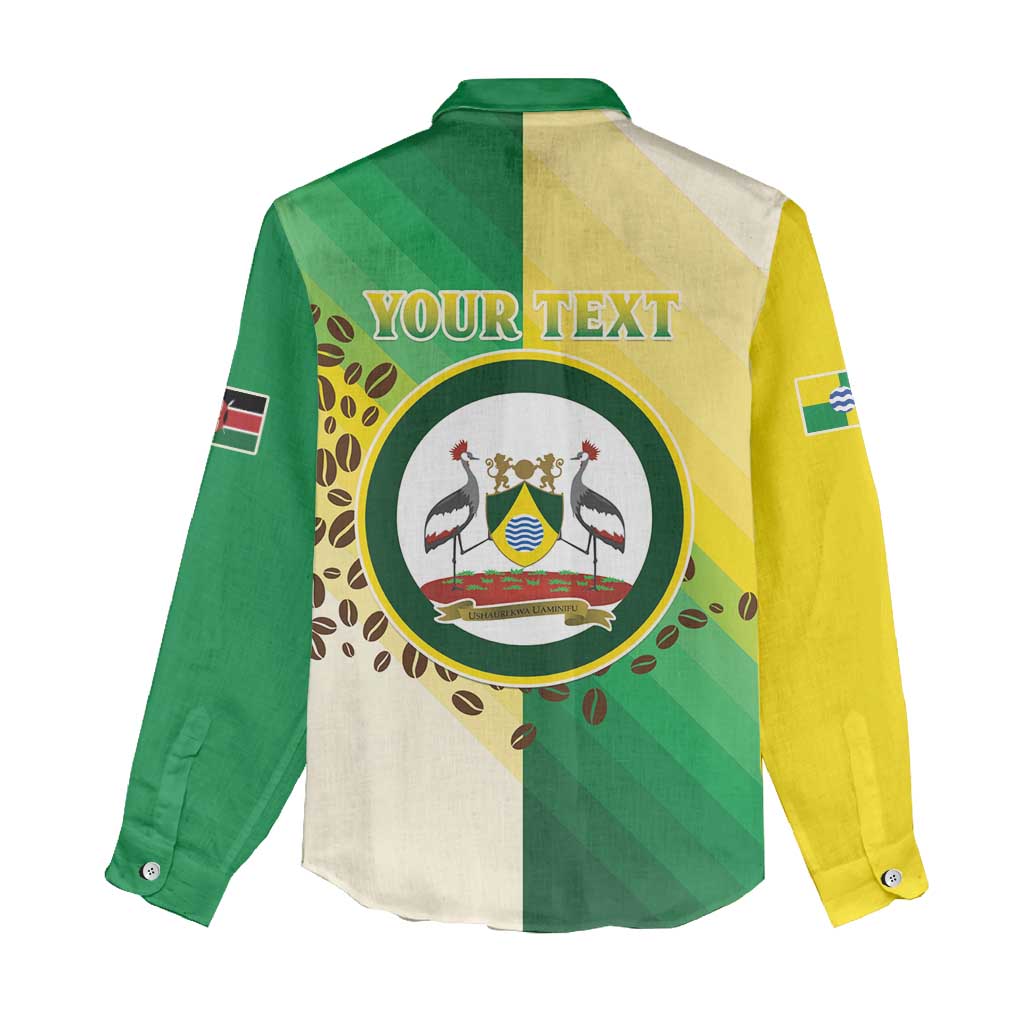 Personalised Nairobi Kenya Women Casual Shirt Coat Of Arms With Coffee