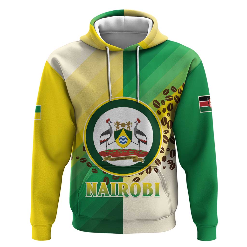 Personalised Nairobi Kenya Zip Hoodie Coat Of Arms With Coffee