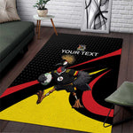 Jamhuri ya Uganda Rugby Custom Area Rug With Black Crowned Crane Mascot