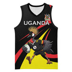 Jamhuri ya Uganda Rugby Custom Basketball Jersey With Black Crowned Crane Mascot - African Pride