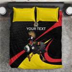 Jamhuri ya Uganda Rugby Custom Bedding Set With Black Crowned Crane Mascot