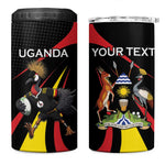 Jamhuri ya Uganda Rugby Custom 4 in 1 Can Cooler Tumbler With Black Crowned Crane Mascot