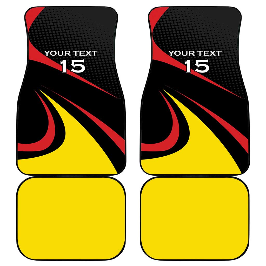 Jamhuri ya Uganda Rugby Custom Car Mats With Black Crowned Crane Mascot