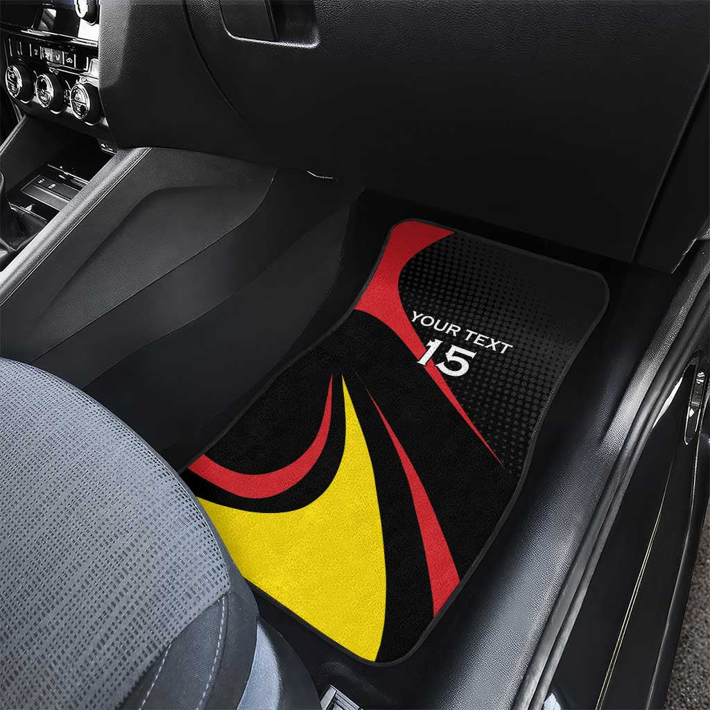 Jamhuri ya Uganda Rugby Custom Car Mats With Black Crowned Crane Mascot