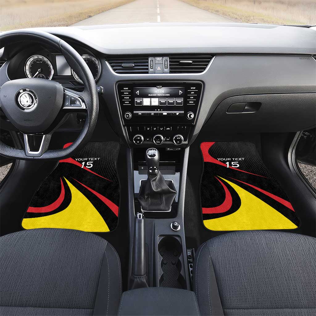 Jamhuri ya Uganda Rugby Custom Car Mats With Black Crowned Crane Mascot