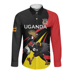 Jamhuri ya Uganda Rugby Custom Long Sleeve Button Shirt With Black Crowned Crane Mascot
