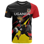 Jamhuri ya Uganda Rugby Custom T shirt With Black Crowned Crane Mascot