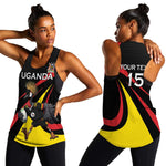 Jamhuri ya Uganda Rugby Custom Women Racerback Tank With Black Crowned Crane Mascot