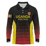 Jamhuri ya Uganda Rugby Custom Long Sleeve Polo Shirt Go Champions Cranes
