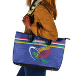 Namibia Rugby Custom Leather Tote Bag African Fish Eagle - Flag Colors