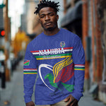 Namibia Rugby Custom Long Sleeve Shirt African Fish Eagle - Flag Colors
