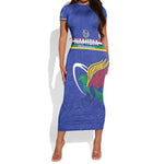 Namibia Rugby Custom Short Sleeve Bodycon Dress African Fish Eagle - Flag Colors LT15