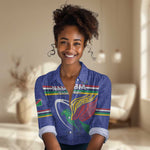 Namibia Rugby Custom Women Casual Shirt African Fish Eagle - Flag Colors