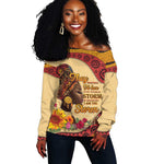 African Woman Off Shoulder Sweater I Am The Storm - African Pride