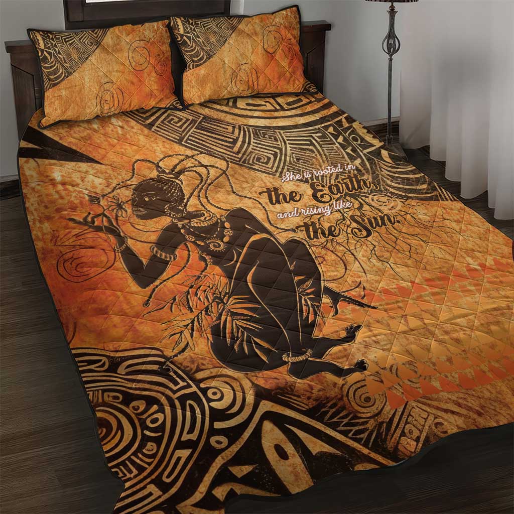 African Women Quilt Bed Set With Tribal Pattern - African Pride