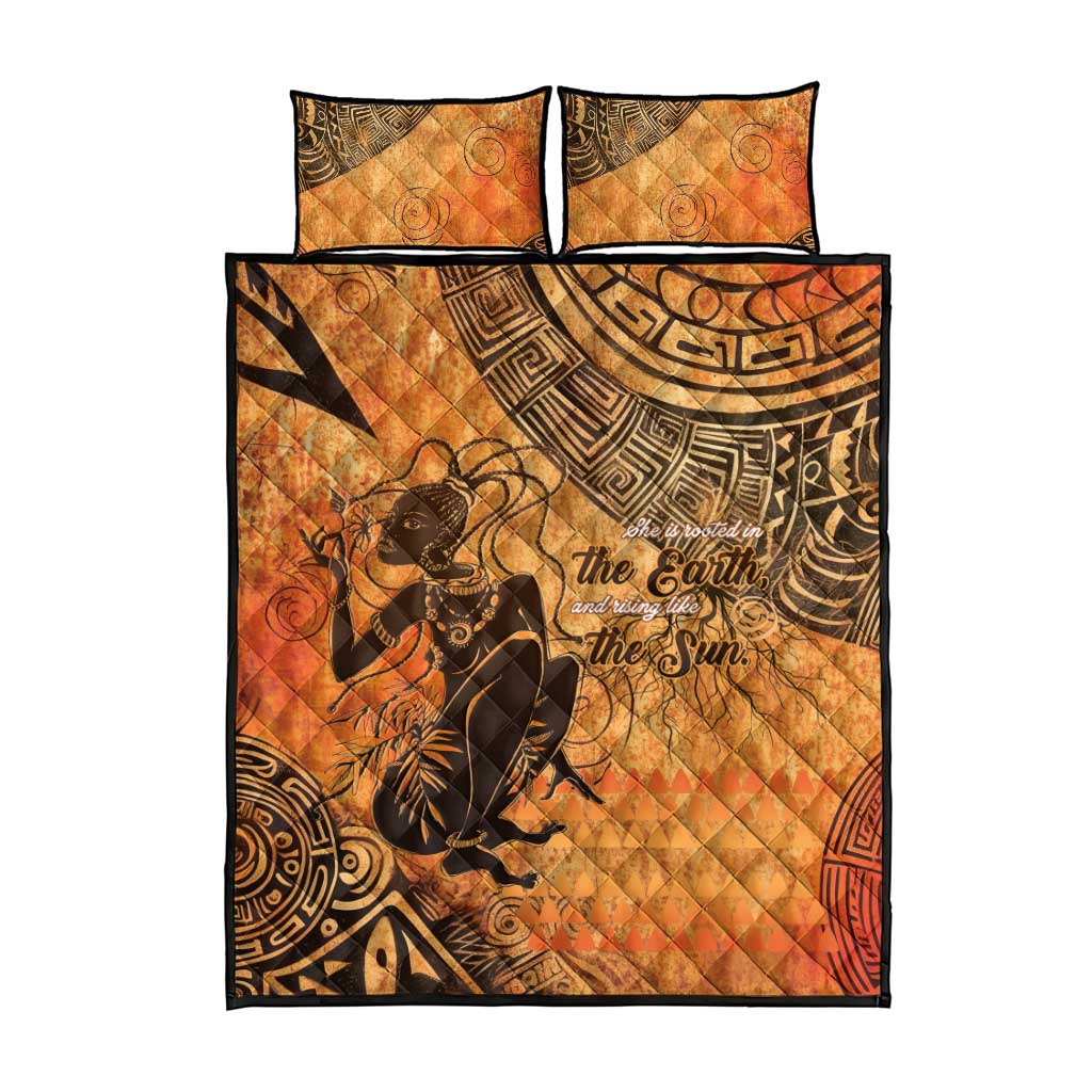 African Women Quilt Bed Set With Tribal Pattern - African Pride