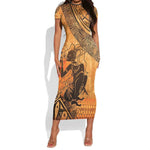 African Women Short Sleeve Bodycon Dress With Tribal Pattern - African Pride