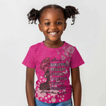 African Women Black Beautiful Brave and Bressed - Pink Color Kid T shirt - African Pride