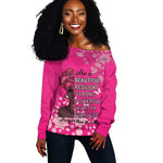 African Women Black Beautiful Brave and Bressed - Pink Color Off Shoulder Sweater - African Pride