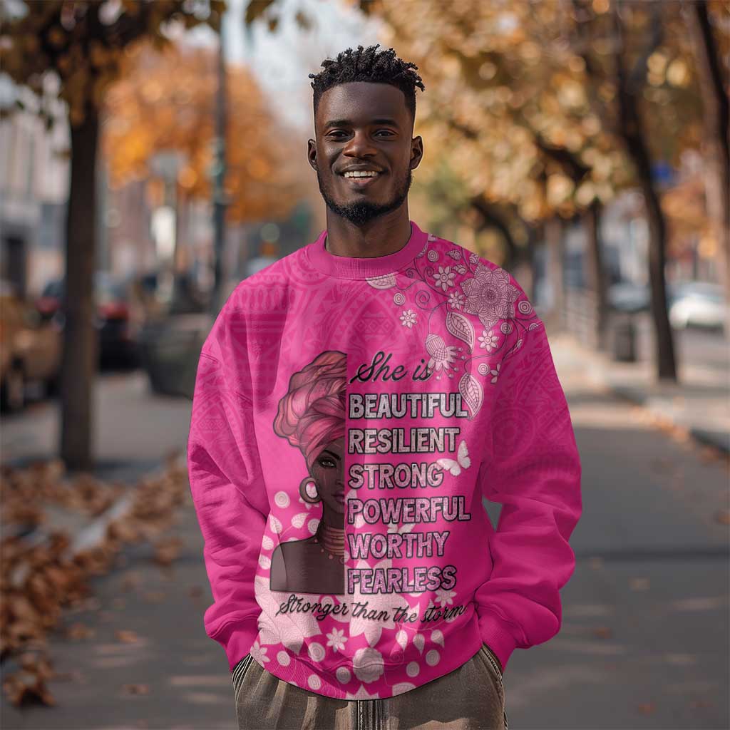 African Women Black Beautiful Brave and Bressed - Pink Color Sweatshirt - African Pride