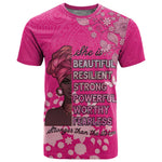 African Women Black Beautiful Brave and Bressed - Pink Color T shirt - African Pride