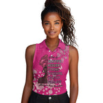African Women Black Beautiful Brave and Bressed - Pink Color Women Sleeveless Polo Shirt - African Pride