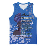 African Women Black Beautiful Brave and Bressed - Blue Color Basketball Jersey - African Pride