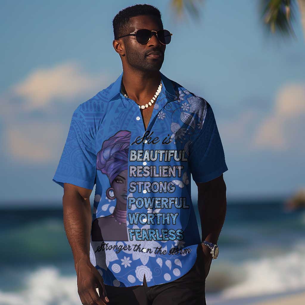 African Women Black Beautiful Brave and Bressed - Blue Color Hawaiian Shirt - African Pride