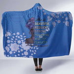 African Women Black Beautiful Brave and Bressed - Blue Color Hooded Blanket - African Pride