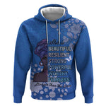 African Women Black Beautiful Brave and Bressed - Blue Color Hoodie - African Pride
