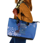 African Women Black Beautiful Brave and Bressed - Blue Color Leather Tote Bag - African Pride