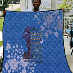 African Women Black Beautiful Brave and Bressed - Blue Color Quilt - African Pride