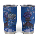 African Women Black Beautiful Brave and Bressed - Blue Color Tumbler Cup - African Pride