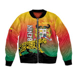 Personalized Benin National Day Bomber Jacket Leopard With Coat Of Arms - African Pride