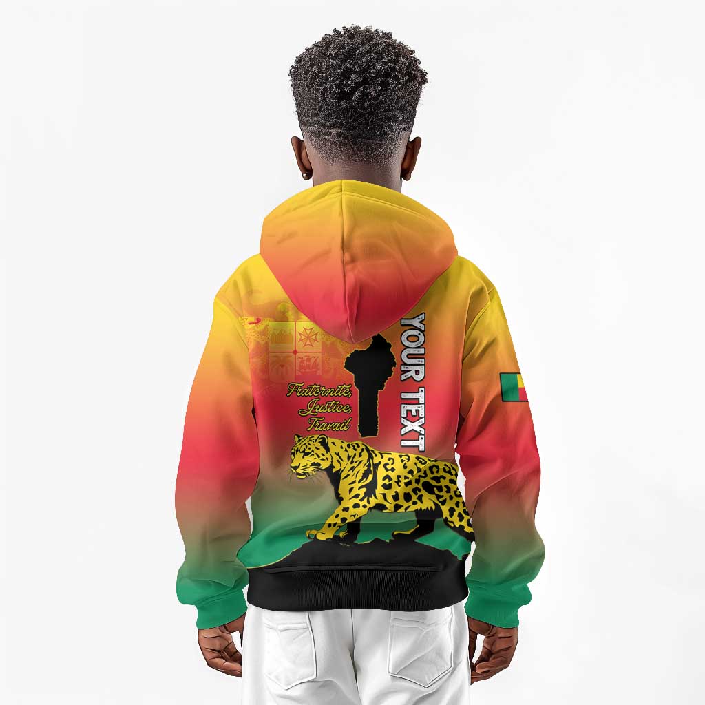 Personalized Benin National Day Kid Hoodie Leopard With Coat Of Arms - African Pride