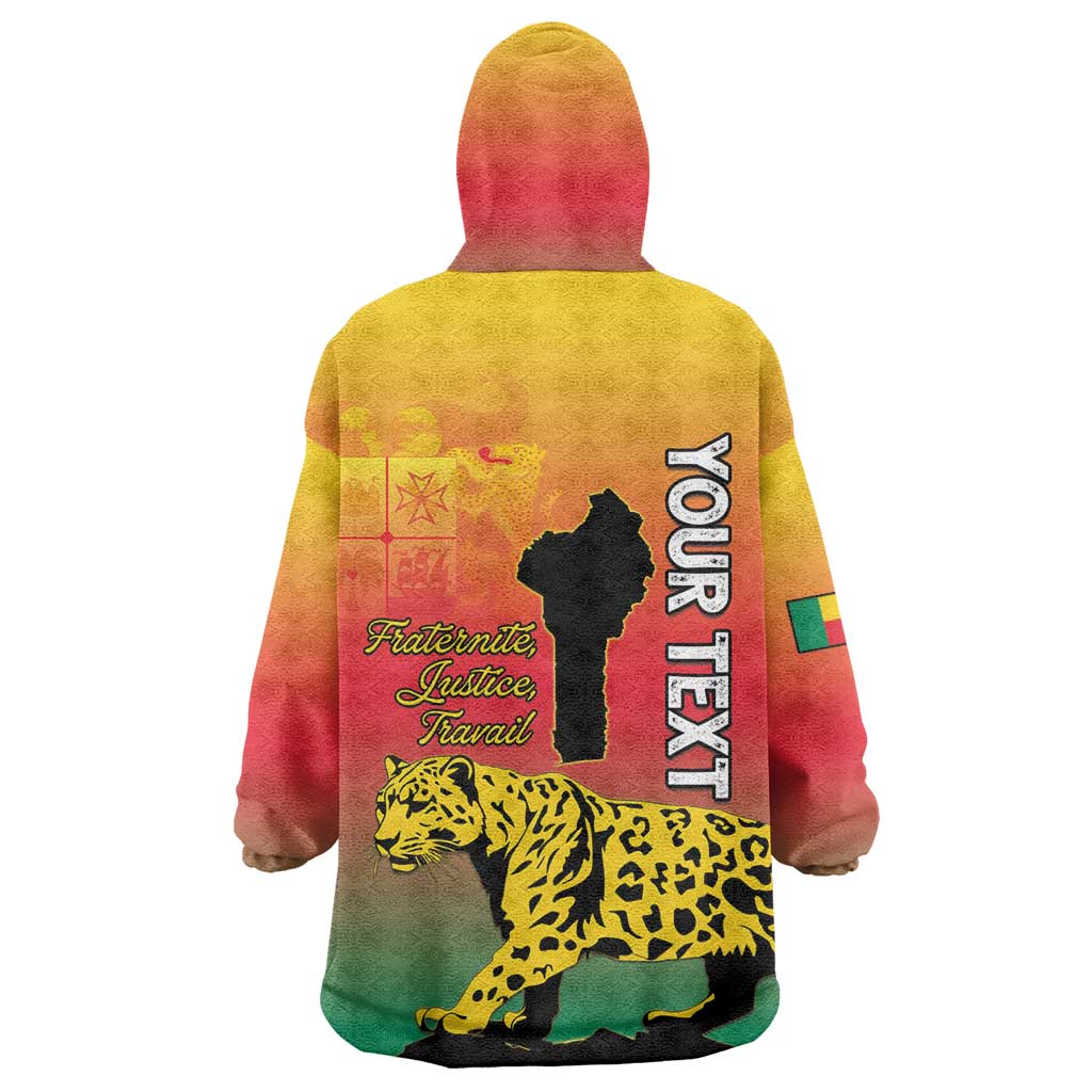 Personalized Benin National Day Kid Wearable Blanket Hoodie Leopard With Coat Of Arms - African Pride