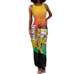 Personalized Benin National Day Tank Maxi Dress Leopard With Coat Of Arms - African Pride