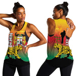 Personalized Benin National Day Women Racerback Tank Leopard With Coat Of Arms - African Pride
