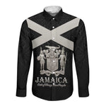 Personalized Jamaica Long Sleeve Button Shirt Out of Many One People Silver Color - African Pride