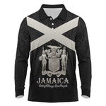 Personalized Jamaica Long Sleeve Polo Shirt Out of Many One People Silver Color - African Pride