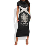 Personalized Jamaica Short Sleeve Bodycon Dress Out of Many One People Silver Color - African Pride