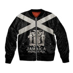 Personalized Jamaica Sleeve Zip Bomber Jacket Out of Many One People Silver Color - African Pride