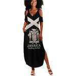 Personalized Jamaica Summer Maxi Dress Out of Many One People Silver Color - African Pride