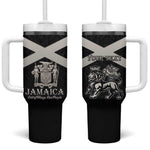 Personalized Jamaica Tumbler With Handle Out of Many One People Silver Color - African Pride