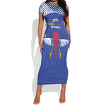 Afro Central African Republic Football Custom Short Sleeve Bodycon Dress Go Champions - African Pride