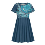 South Africa Whale Festival Personalized Kid Short Sleeve Dress African Shwe Shwe Pattern - African Pride