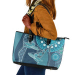 South Africa Whale Festival Leather Tote Bag African Shwe Shwe Pattern - African Pride