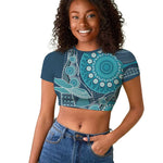 South Africa Whale Festival Personalized Raglan Cropped T shirt African Shwe Shwe Pattern - African Pride