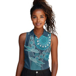 South Africa Whale Festival Personalized Women Sleeveless Polo Shirt African Shwe Shwe Pattern - African Pride